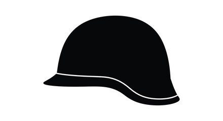 Fototapeta premium A stark black silhouette of a vintage military helmet is prominently displayed against a plain white background a powerful silhouette