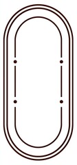 A minimalist brown oval-shaped frame with dotted lines. Double lines create a simple, elegant design
