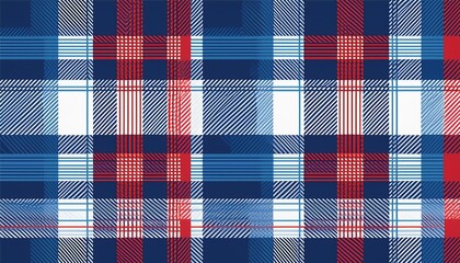 striking plaid pattern in cool blues reds and white versatile use as a vibrant backdrop textile design or graphic accent perfect for modern and classic designs