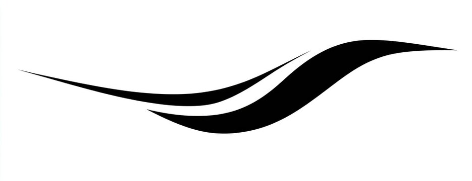 Abstract, stylized black line art on a white background, suggesting movement and curves