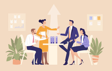 Financial Dispute Meeting. Business  professionals engage in a tense discussion during a meeting, representing resolution, critical decision-making, and challenges in business