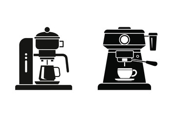 Portafilter Coffee Machine Icon set Silhouette Barista Equipment Design