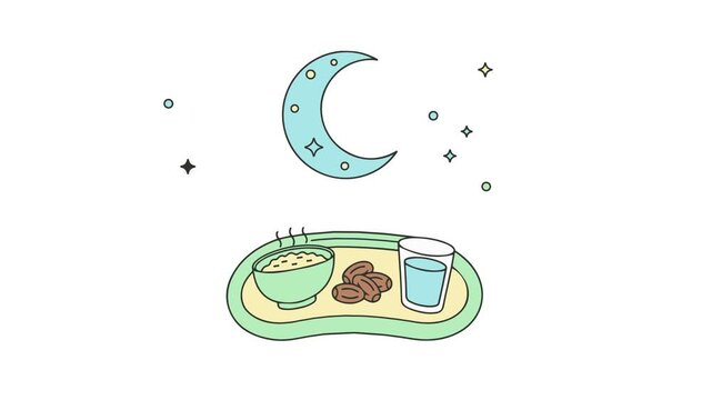 Animated Vector Illustration Suhoor Menu