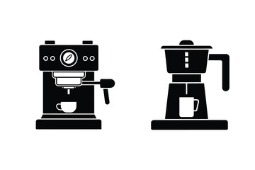 Portafilter Coffee Machine Icon set Silhouette Barista Equipment Design