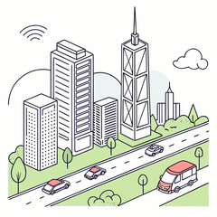 Futuristic City Landscape with Clean, Modern Design