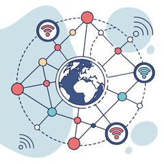 Global network connection abstract digital illustration