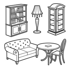 Modern Furniture and Interior Design Icons for Home Decor