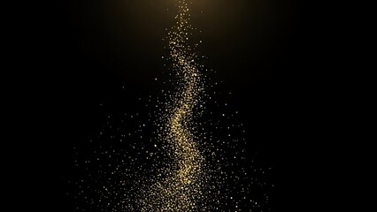 Fototapeta premium Flowing golden particles against black. Elegant, abstract digital art. A vertical swirl of light