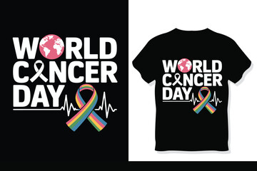 World Cancer Day Typography Awareness T-Shirt Design
