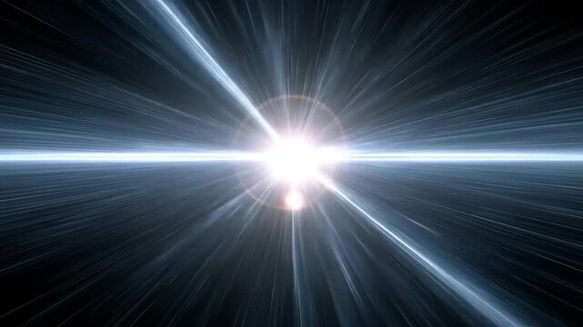 Radiant light rays emanate outward from a central point, creating a powerful visual effect.