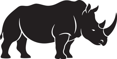 Obraz premium black rhinoceros standing profile