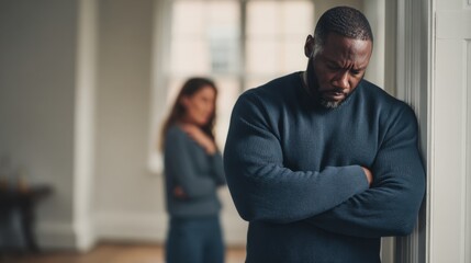 Obraz premium Man emotionally withdrawn during a painful relationship conflict