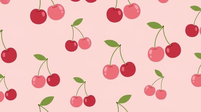 Sweet cherry pattern on pink background