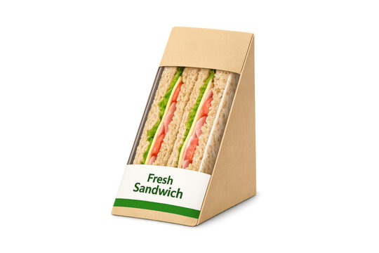 Fresh sandwich in cardboard takeaway packaging