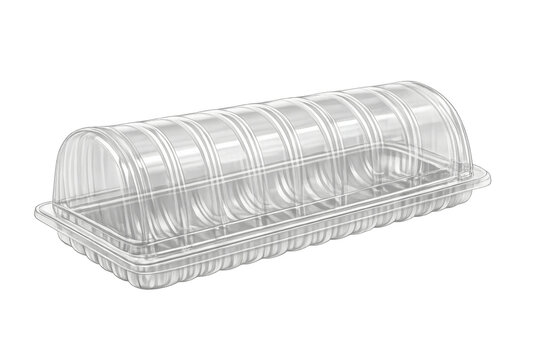 Clear plastic disposable clam shell container for food packaging