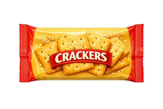 Cracker snack food packaging on transparent background
