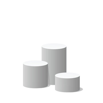 Minimal gray cylinder podium set on white background, ideal for product display, mockups, cosmetics, and modern branding
