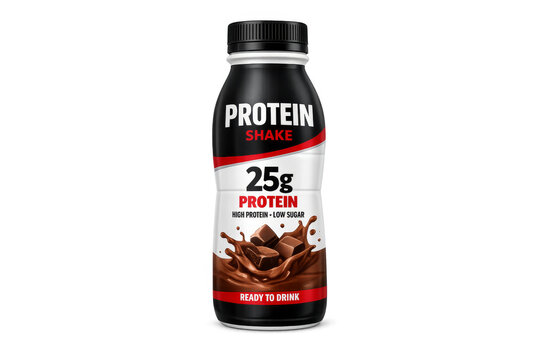 Chocolate protein shake bottle with transparent background