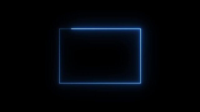 Glowing rectangular frame animation for digital interface screen use. Minimal border layout designed for abstract background and overlay visuals. Futuristic light frame element for projects.