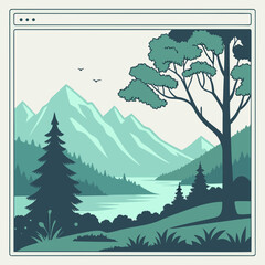 Fototapeta premium Website hero section landscape vector with nature elements