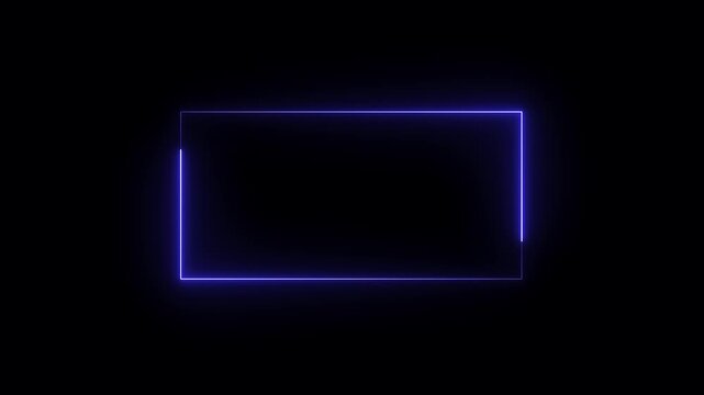 Glowing rectangular frame animation for digital interface screen use. Minimal border layout designed for abstract background and overlay visuals. Futuristic light frame element for projects.