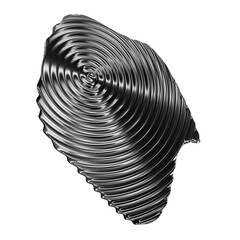 Futuristic chrome liquid metal fragment 3D rendering, Distorted melted metallic ripple mirror shape isolated