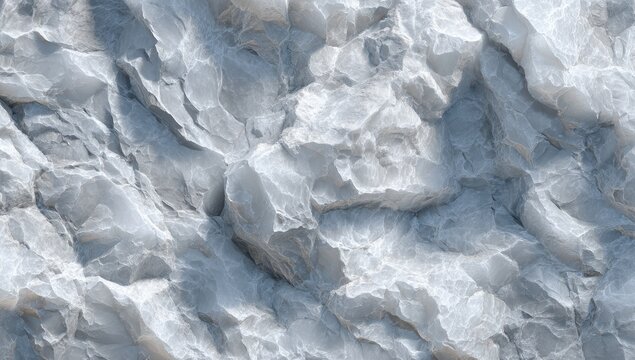 Close-up of rough, textured rock surface. Detailed, natural, and pale shades of white and gray