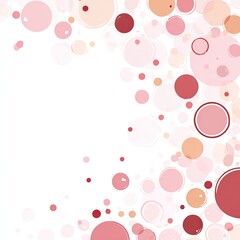 Abstract image of scattered, overlapping circles in shades of pink, red, and peach, on white