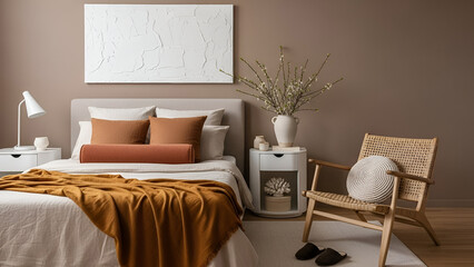 Cozy Bedroom with Earth Tones and Natural Textures