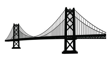 A striking black and white depiction of the bay bridge s iconic structure presented as a bold silhouette high quality professional © Bsicon02