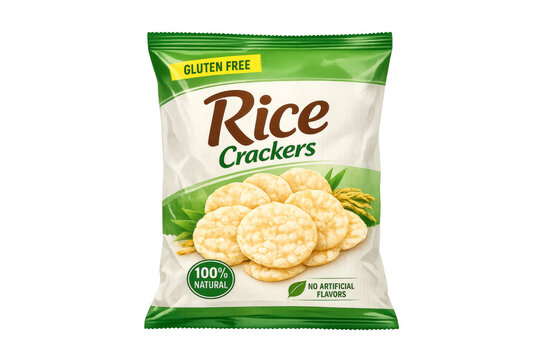 Gluten free rice crackers snack bag packaging