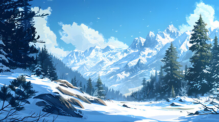 Snow covered mountain range under clear blue sky