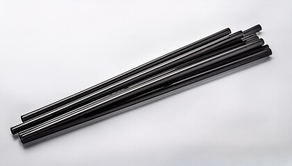 black drinking straw isolated on transparent