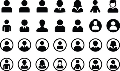 Silhouette User Profile and Avatar Icons Vector Set Silhouette Circular User Avatar Icons Vector Collection