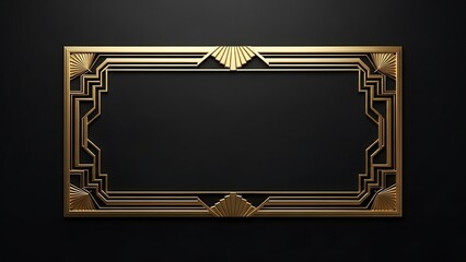Ornate gold-framed rectangular opening set against a dark grey background. Art deco design