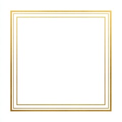 A square image of a gold, triple-lined frame on a stark white background