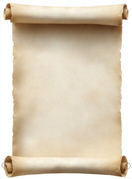 A blank aged parchment scroll, rolled at top and bottom, with visible texture