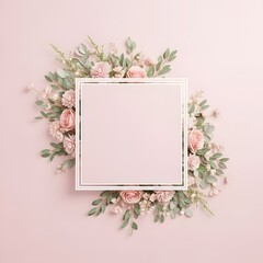 Square Floral Wreath Mother&rsquo;s Day Background with Copy Space