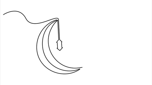 Self drawing line animation Star and moon Islamic design continuous one single line drawn concept video