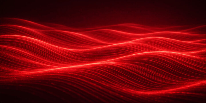 An abstract red wallpaper design featuring flowing silk waves and soft energy lines creates a textured motion pattern in this vibrant vector illustration
