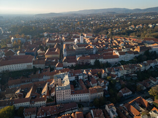 Obraz premium Zagreb, old town, Croatia - aerial drone view,
