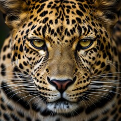 Obraz premium Intense close-up of Sri Lankan leopard face with piercing eyes, showcasing power, elegance, and rare endemic wildlife detail.