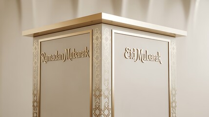 Fototapeta premium Ramadan Eid Mubarak Decorative Pillar With Geometric Patterns