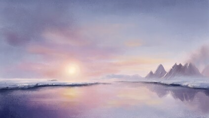 Frozen landscape at sunrise