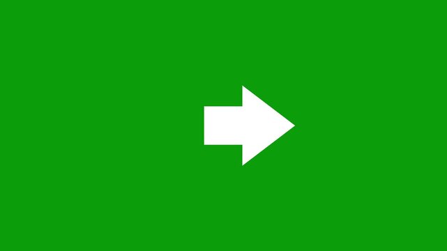 white arrow move to forward or right direction 4k footage .green background.