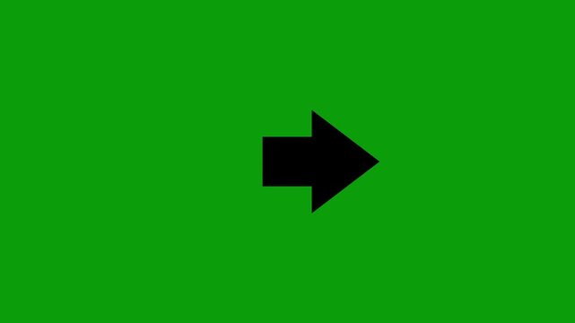black arrow move to forward or right direction 4k footage .green background.
