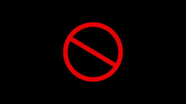 Warning, stop, prohibited or no entry forbidden circle and line symbol icon.