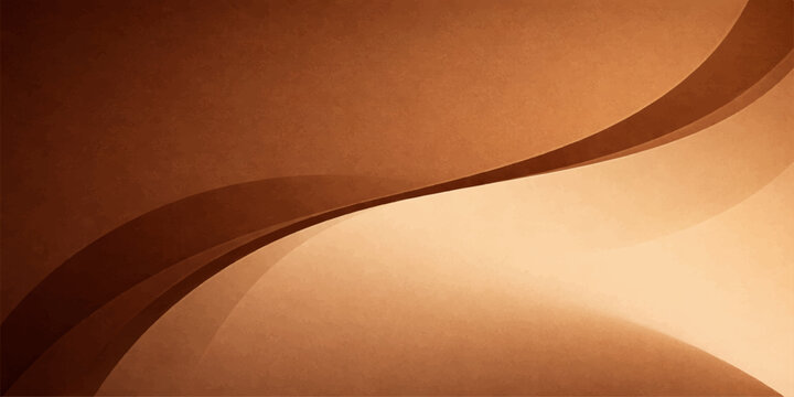 Smooth abstract brown background featuring a gold wave pattern and orange light curves with a decorative vector line design for an elegant wallpaper texture