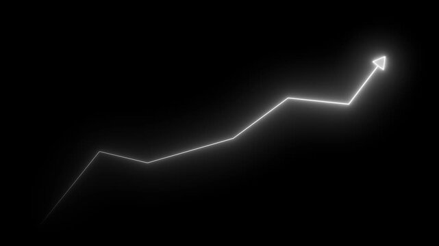 glowing neon arrow up business graph icon animation.