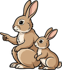 Obraz premium Easter sunday joy adorable mother and baby bunny rabbits celebrating springtime and holiday traditions together